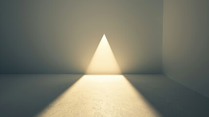Wall Mural - light of a flashlight wideining in the shape of a triangle in one solid color, vector, minimalist, white background