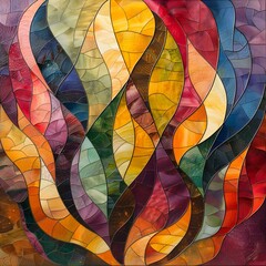 Wall Mural - Abstract Stained Glass Window With Colorful Patterns
