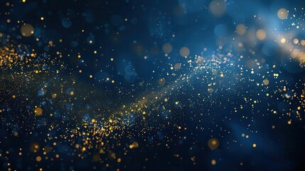 Wall Mural - luxurious dark blue background with shimmering gold particles creating a festive and elegant atmosphere perfect for holiday designs digital illustration