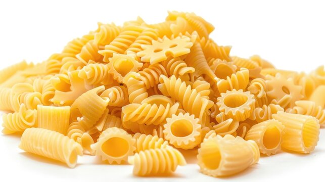 Isolated white background pasta and macaroni