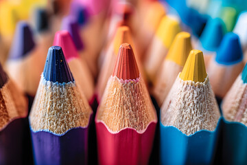 Wall Mural -  set of sharp colored pencils in focus