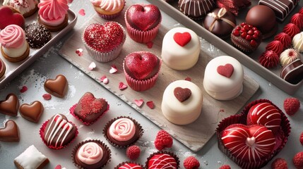 Poster - Indulge in a delightful array of Valentine s Day sweets from charming candies to delectable cookies and cakes