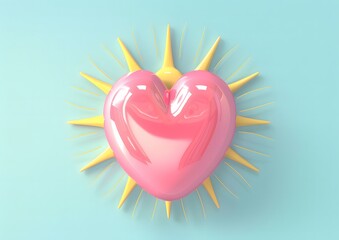 Wall Mural - Cute heart sun icon, vector illustration with a white background