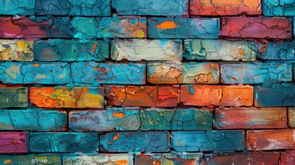 Wall Mural - Design a banner with a brick wall background in color