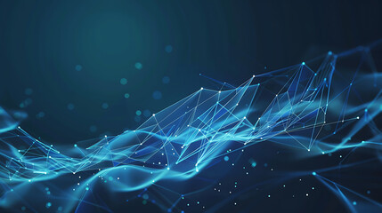 Wall Mural - Futuristic Blue Network Connections with Abstract Digital Waves