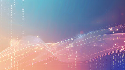 Abstract Digital Binary Waves with Pastel Gradient Background