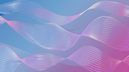 Wall Mural - Flowing Abstract Lines with Soft Pink and Blue Gradient