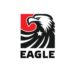 Wall Mural - eagle head and star with square shape