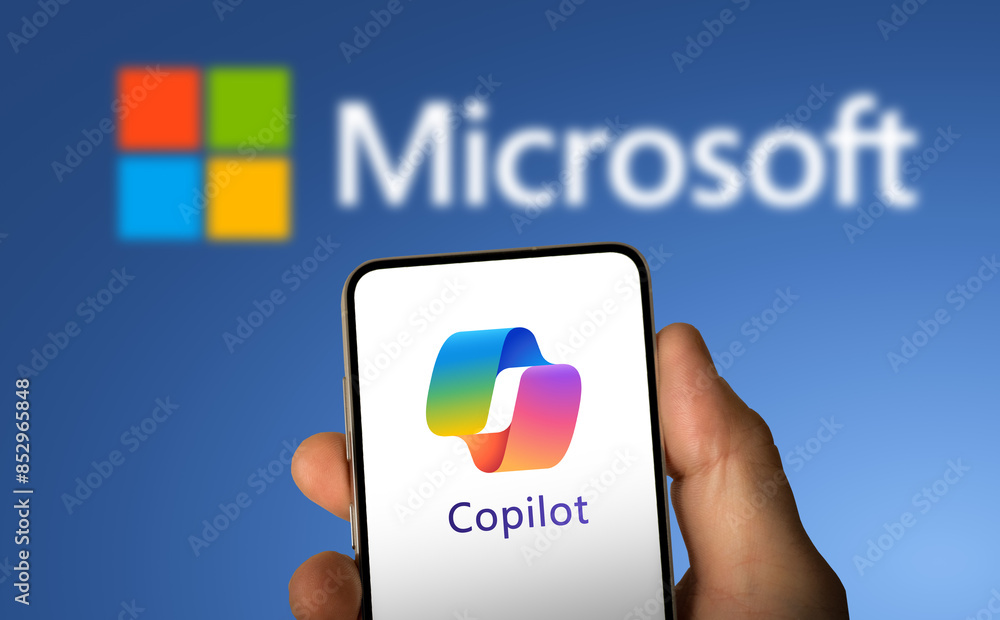 Microsoft Copilot AI software application displayed on mobile device ...