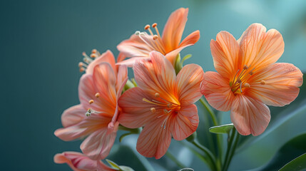 Poster - spring background; fresh flower on blue background