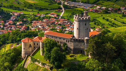 Wall Mural - Picturesque Branik with the Medieval Rihemberk Castle on the Hilltop