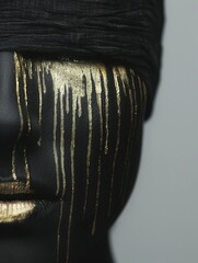 Poster - A face with gold paint dripping down it