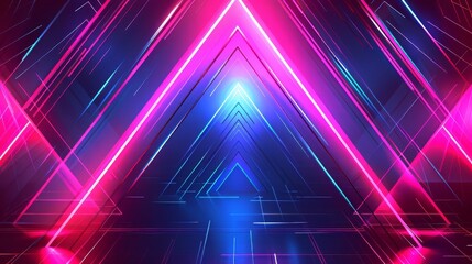 Wall Mural - Neon Triangle Abstract Background