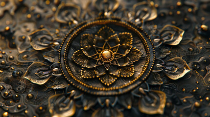 Wall Mural - A gold and black flowery design with a lot of detail