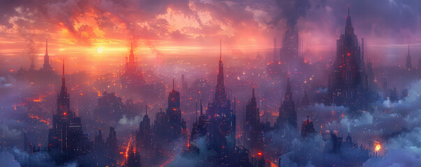 A magical city with eternal twilight.