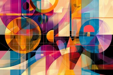 Wall Mural - Vibrant geometric patterns  colorful abstract composition with intriguing shapes and lines