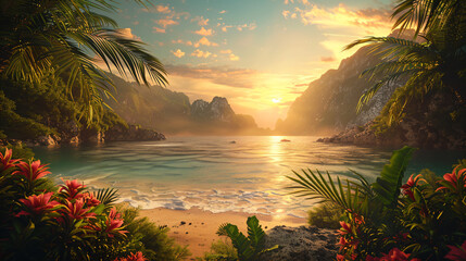 Canvas Print - Tropical Sunset Cove.