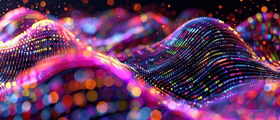 Wall Mural - colorful abstract digital wave pattern with vibrant lights, showcasing futuristic technology and dyn