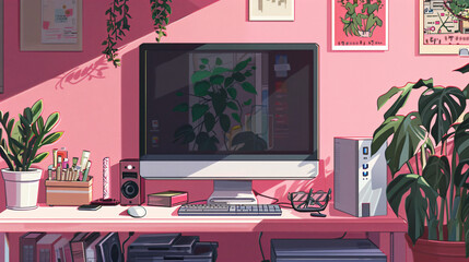 Pink Room Computer Desk.