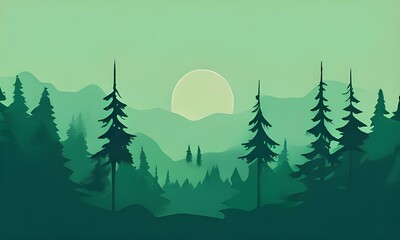 scenery green forest illustration