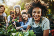 © yuliachupina - Volunteers harvesting at community garden