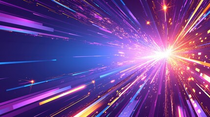 Wall Mural - vibrant abstract background with colorful light streaks radiating from the center, creating a dynami