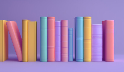 3D rendering of coloring book in pastel colors on purple background