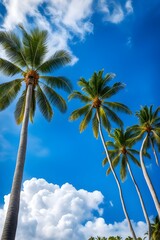 Wall Mural - palm trees against blue sky