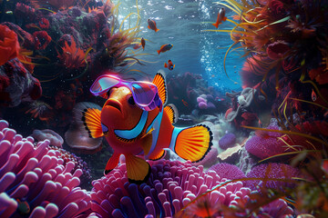 Who says only humans can be stylish? A funny fish with glasses 