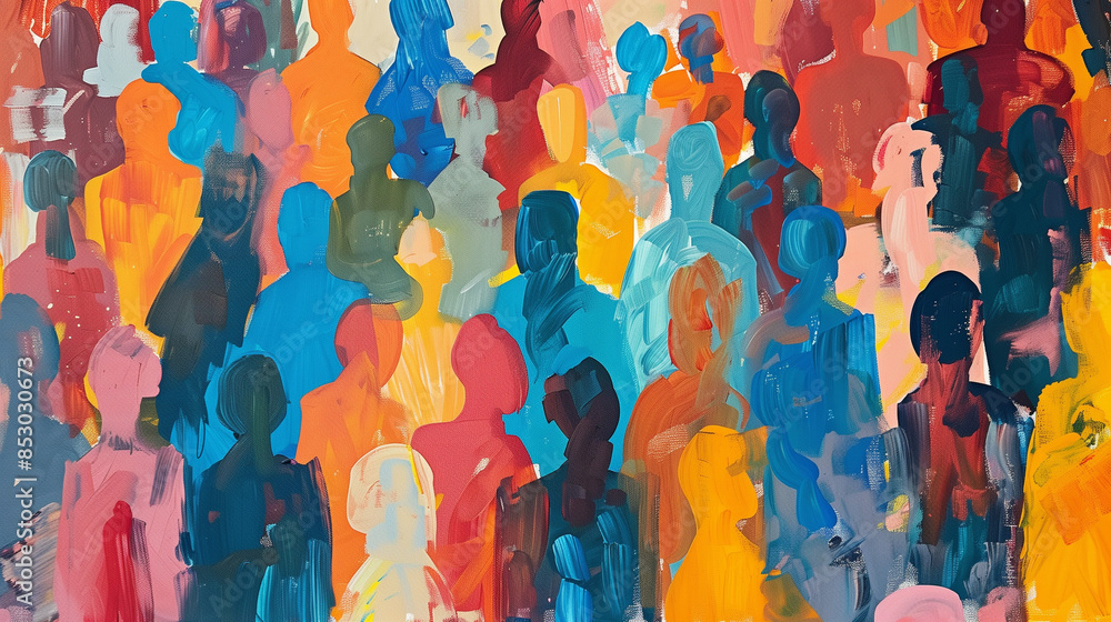 An abstract work of art that interprets the themes of diversity ...