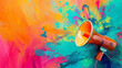 © Sawyer0 - Colorful background and megaphone to make your marketing and advertising campaigns stand out. The color palette will catch the audience's eye, and the megaphone conveys key information.