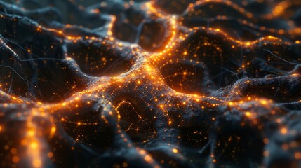 Wall Mural - Glowing, organic lines intertwine and branch out, resembling a network of glowing vines in a dark forest.