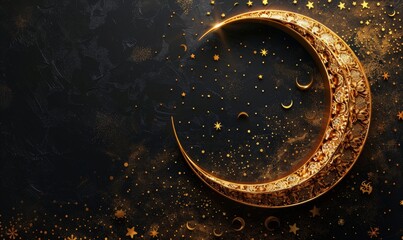 Wall Mural - islamic background. gold moon and abstract luxury islamic elements background