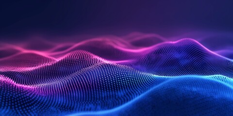 Wall Mural - abstract, blue and purple gradient background with wavy dots and soft glow
