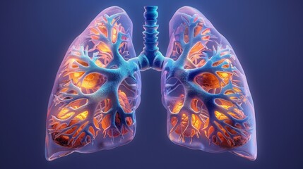 Sticker - Depict the process of inhalation, showing how the diaphragm and intercostal muscles contract to expand the thoracic cavity and draw