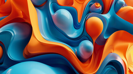 Wall Mural - Orange and Indigo Modern digital abstract 3D background 