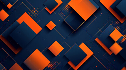 Wall Mural - Orange and Indigo square shape background presentation design