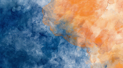 Wall Mural - Orange and Indigo watercolor texture