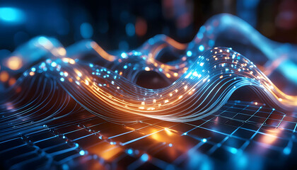 Digital Data Stream Flowing Over a Grid Network