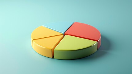 Wall Mural - 3D render of a pie chart, representing financial planning, minimal style