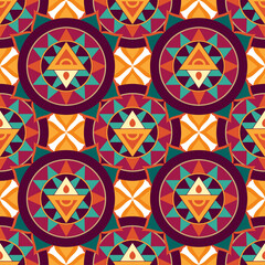 Wall Mural - Ethnic floral seamless pattern. Abstract kaleidoscope fabric design texture