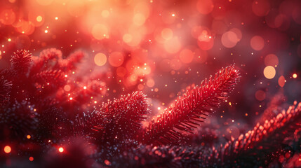 Canvas Print - Red and orange holiday bokeh. Abstract Christmas background