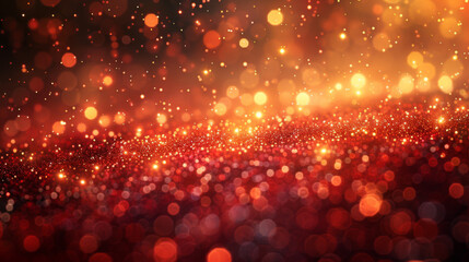 Wall Mural - red and orange holiday bokeh. abstract christmas background