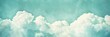 © Vlad - Sky Blue Background with Soft Puffy Cloudy White Center and Faded Vintage Textured Border