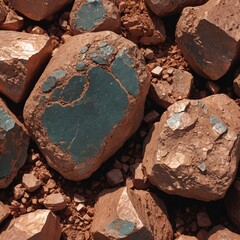Wall Mural - Shiny copper ore rocks showcasing rich hues of brown and orange