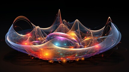 Wall Mural - Abstract Digital Art with Colorful Light Waves and Glowing Patterns