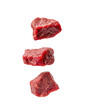 © Char_mon - Three raw beef cubes isolated on a white background, Cut-out