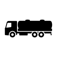 Wall Mural - Truck tank icon. Black silhouette. Side view. Vector simple flat graphic illustration. Isolated object on a white background. Isolate.