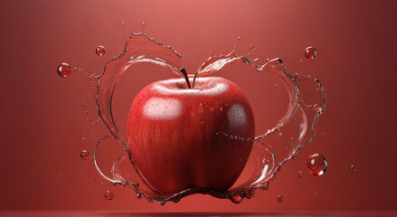 Canvas Print - red apple with water drops