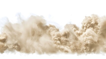 Wall Mural - Tan cloud of sand blown on a white background